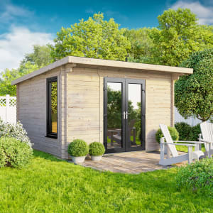 Power Sheds 12 x 10ft Central Doors Pent Log Cabin Price Comparisons | Compare The Build