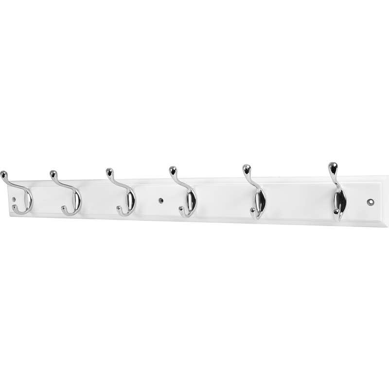 6 Chrome Hat &amp; Coat Hooks on Ridged White Board Price Comparisons | Compare The Build