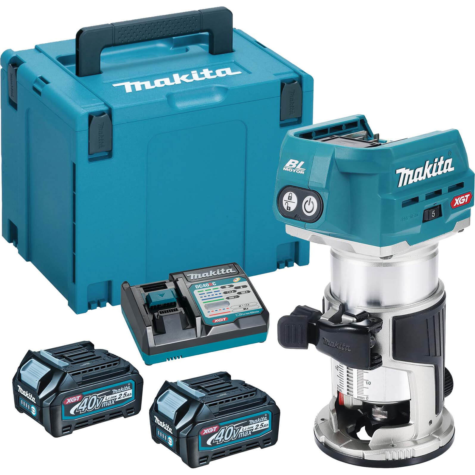 Makita RT001G 40v XGT Cordless Brushless 1/4" Trim Router 2 x 2.5ah Li-ion Charger Case | Compare The Build