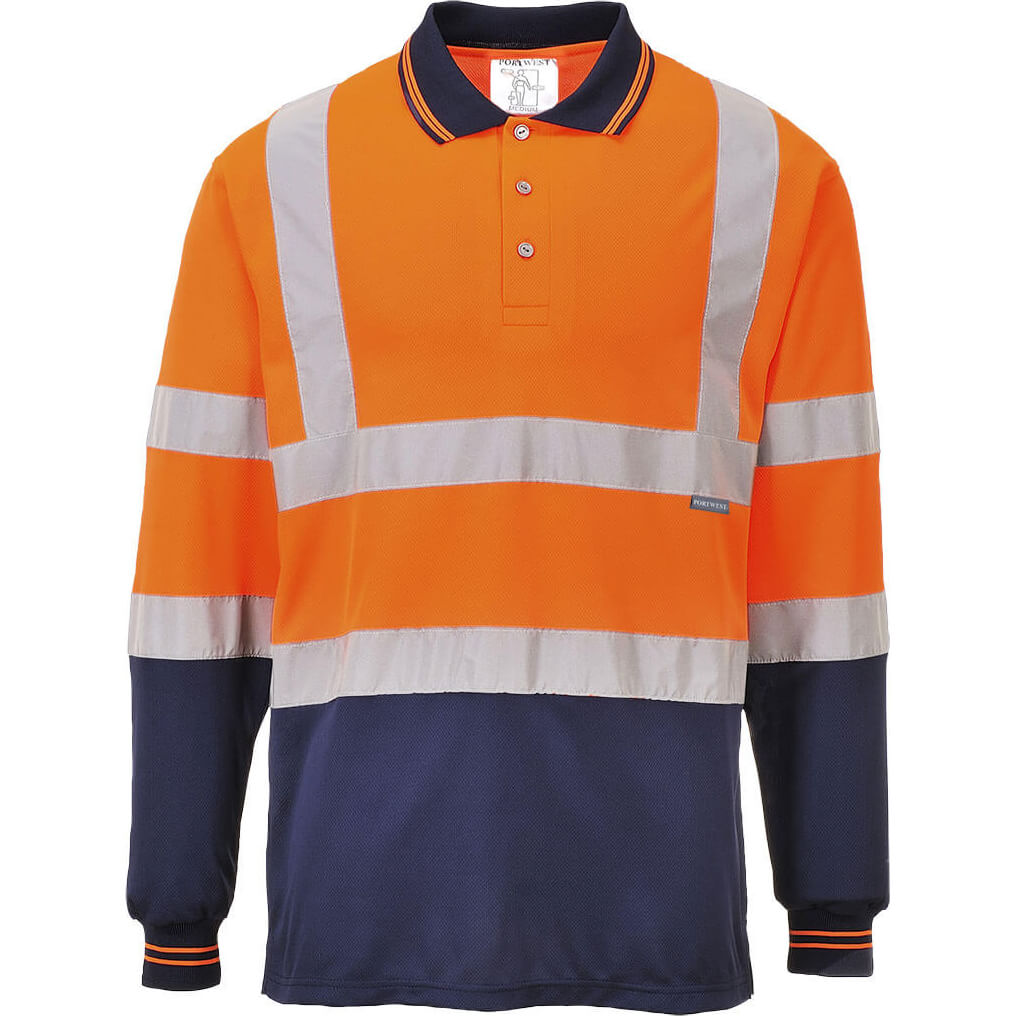 Portwest Mens Hi Vis Long Sleeved Polo Shirt Orange / Navy M Price Comparisons | Compare The Build