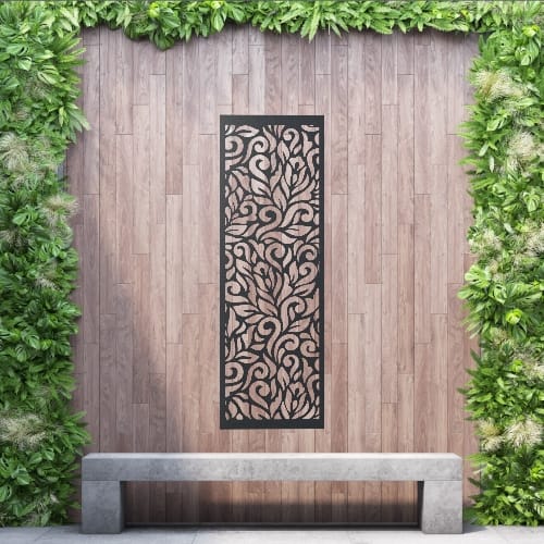 Aluminium Privacy Screen Botanical - Wall Mounted - 1800mm x 600mm Black Price Comparisons | Compare The Build