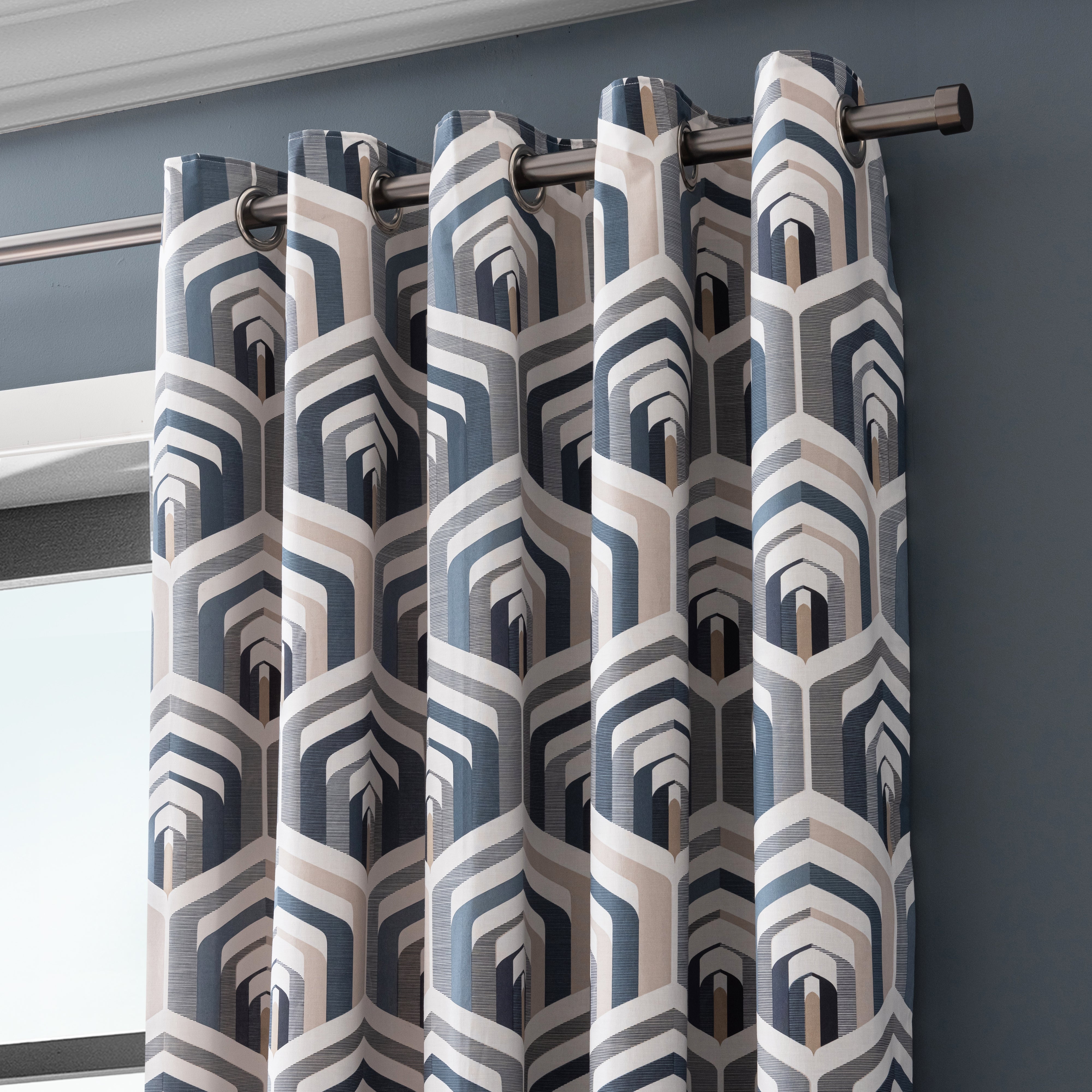 Elements Archer Pacific Blackout Eyelet Curtains Pacific Blue Price Comparisons | Compare The Build