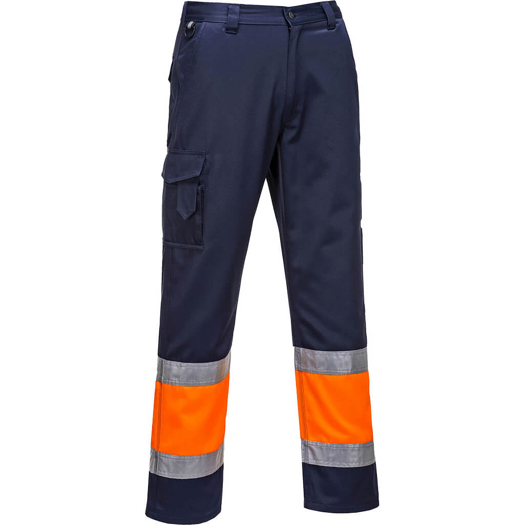 Portwest Hi Vis Two Tone Combat Trousers Orange / Navy 2XL 32" | Compare The Build