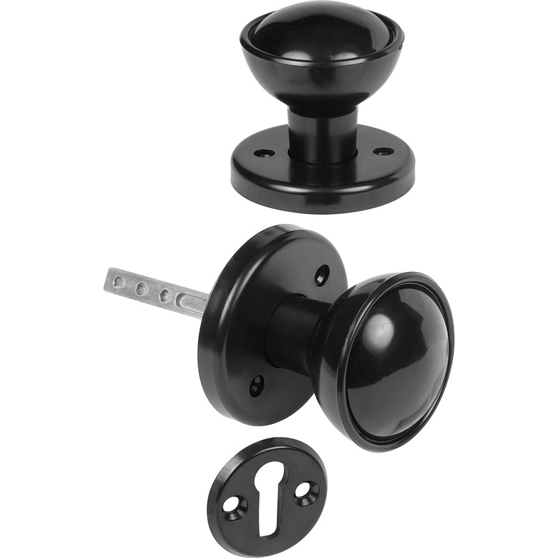 Mortice Knob Set in Black Plastic | Compare The Build