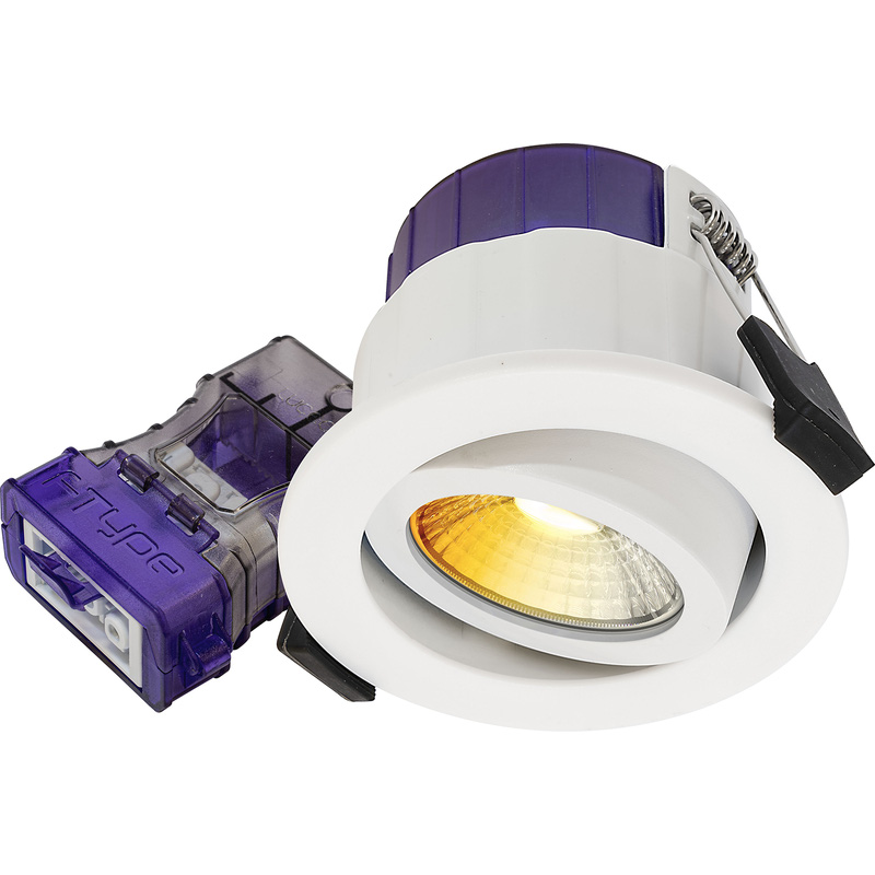 Luceco FType Ultra 1st/2nd Fix Dim2Warm Fire Rated IP65 LED Downlight 4/6W 460/690lm CCT 3000/4000K Adjustable in White Steel Price Comparisons | Compare The Build