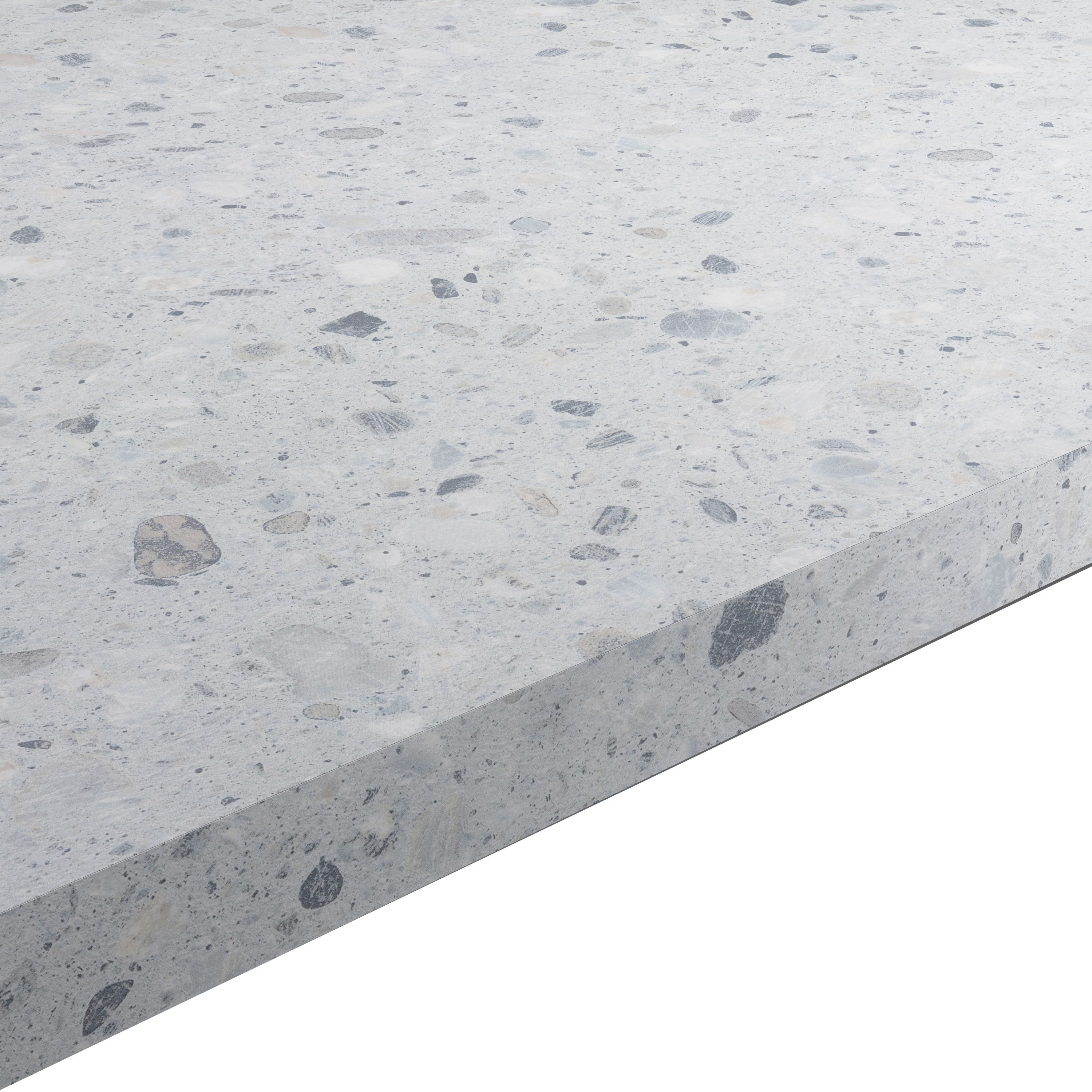 GoodHome 22mm Algiata Matt Grey Terrazzo Effect Chipboard & Laminate Square Edge Kitchen Worktop, (L)3000mm Price Comparisons | Compare The Build