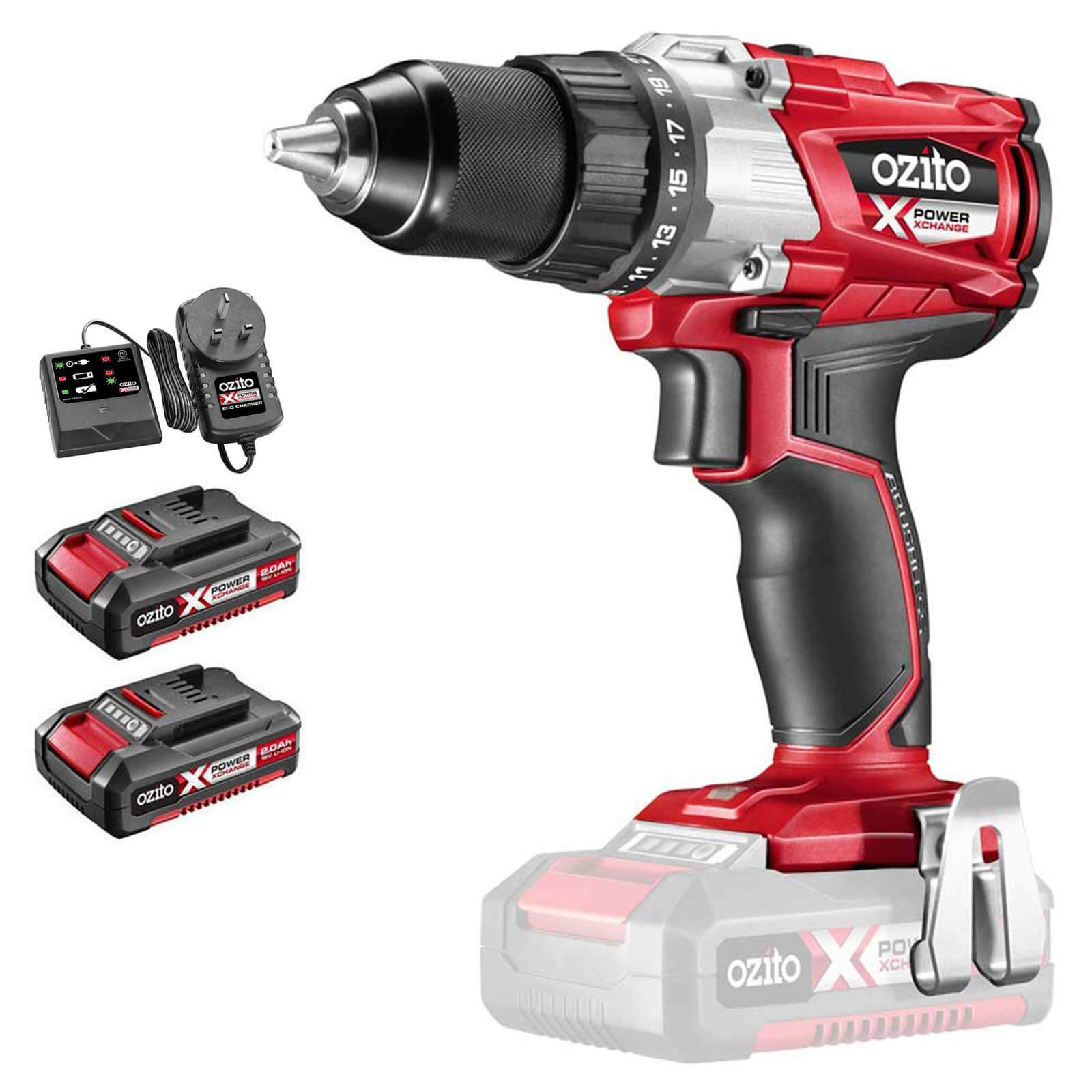 Ozito PXBDS 18v Cordless Brushless Drill Driver 2 x 2ah Li-ion Charger No Case | Compare The Build