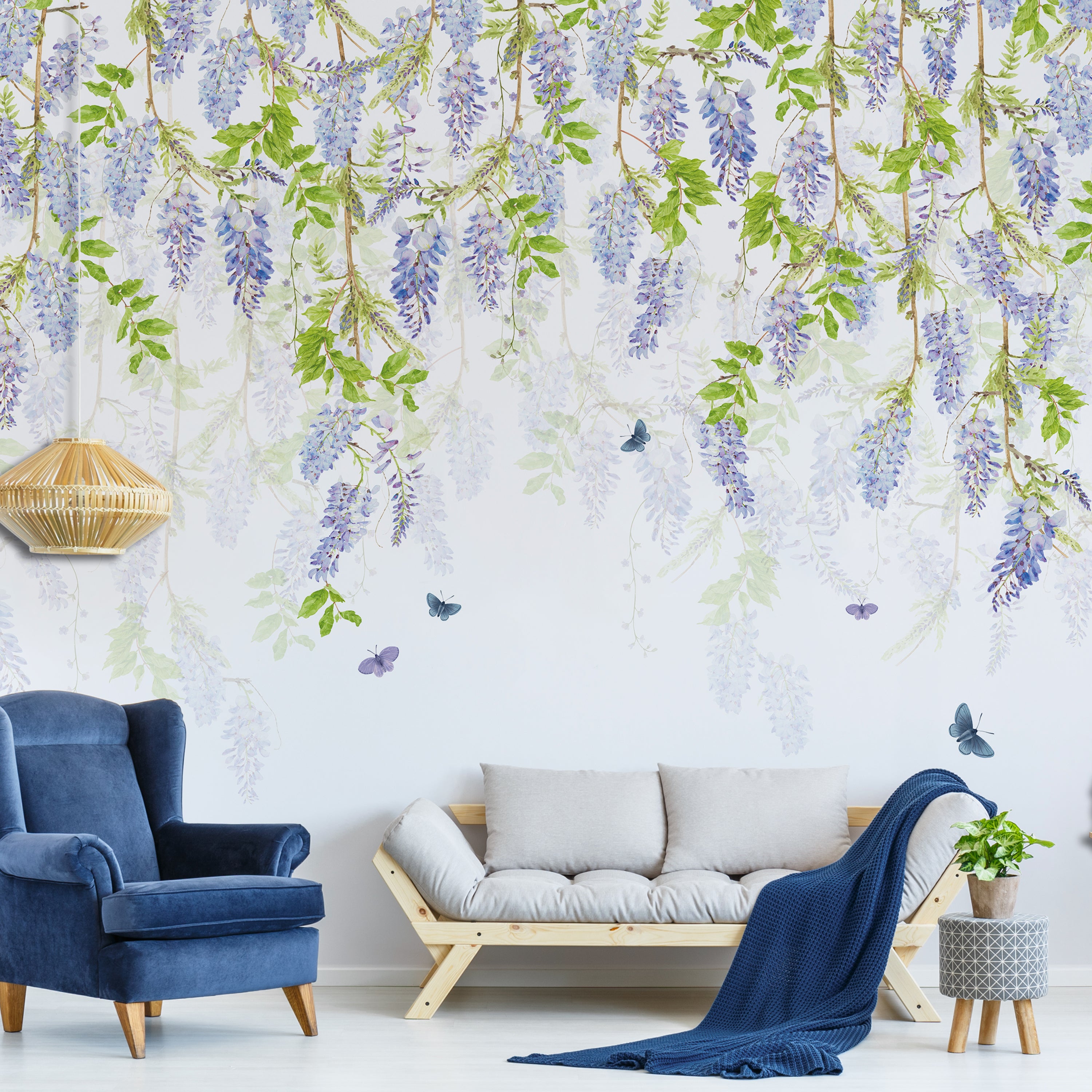 Whispering Wisteria Blue Mural Blue/Green Price Comparisons | Compare The Build