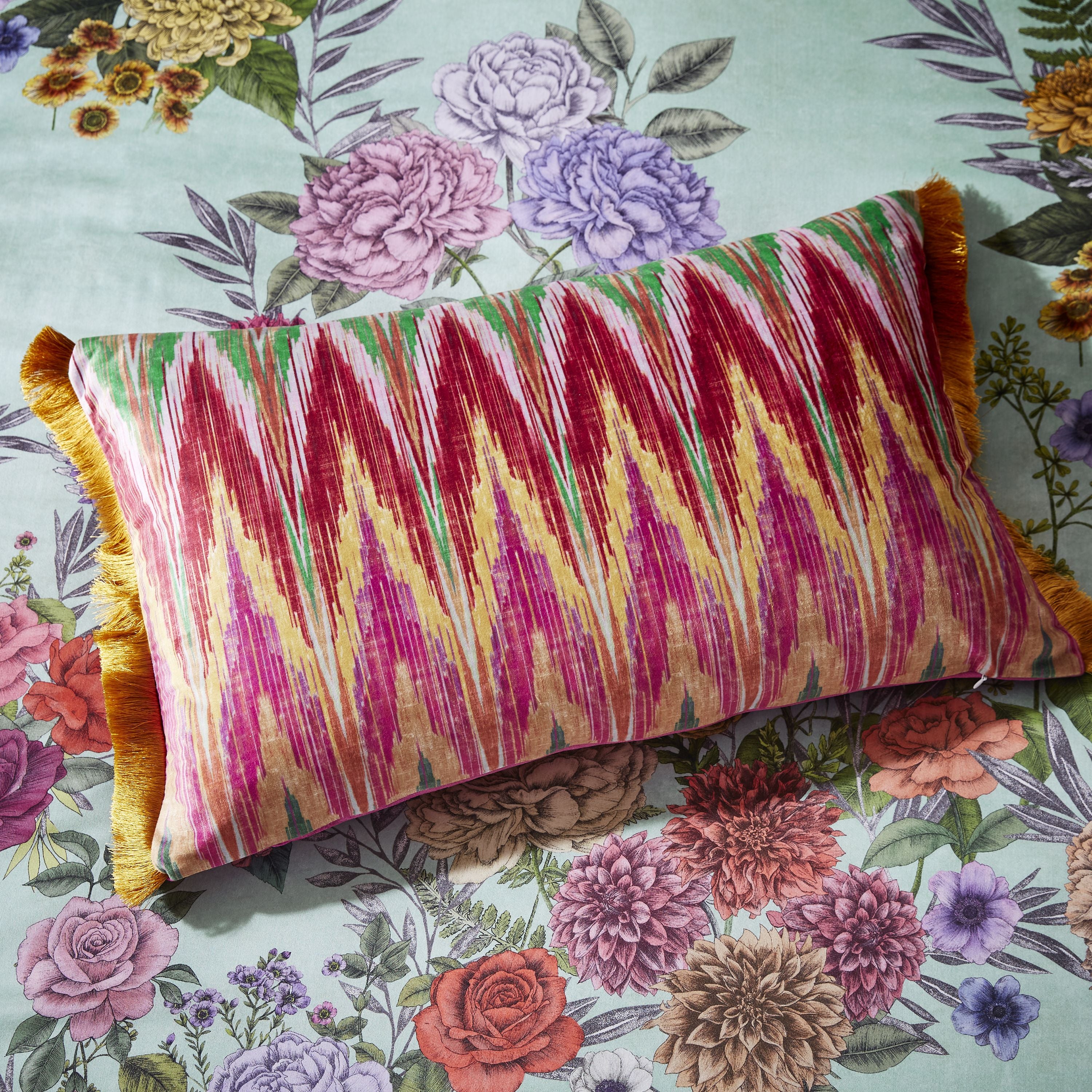Matthew Williamson Ikat Rectangle Feather Filled Cushion Pink Price Comparisons | Compare The Build