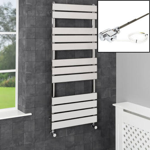 Dual Fuel Flat Panel Heated Towel Rail - 1200 x 500mm Thermostatic Price Comparisons | Compare The Build