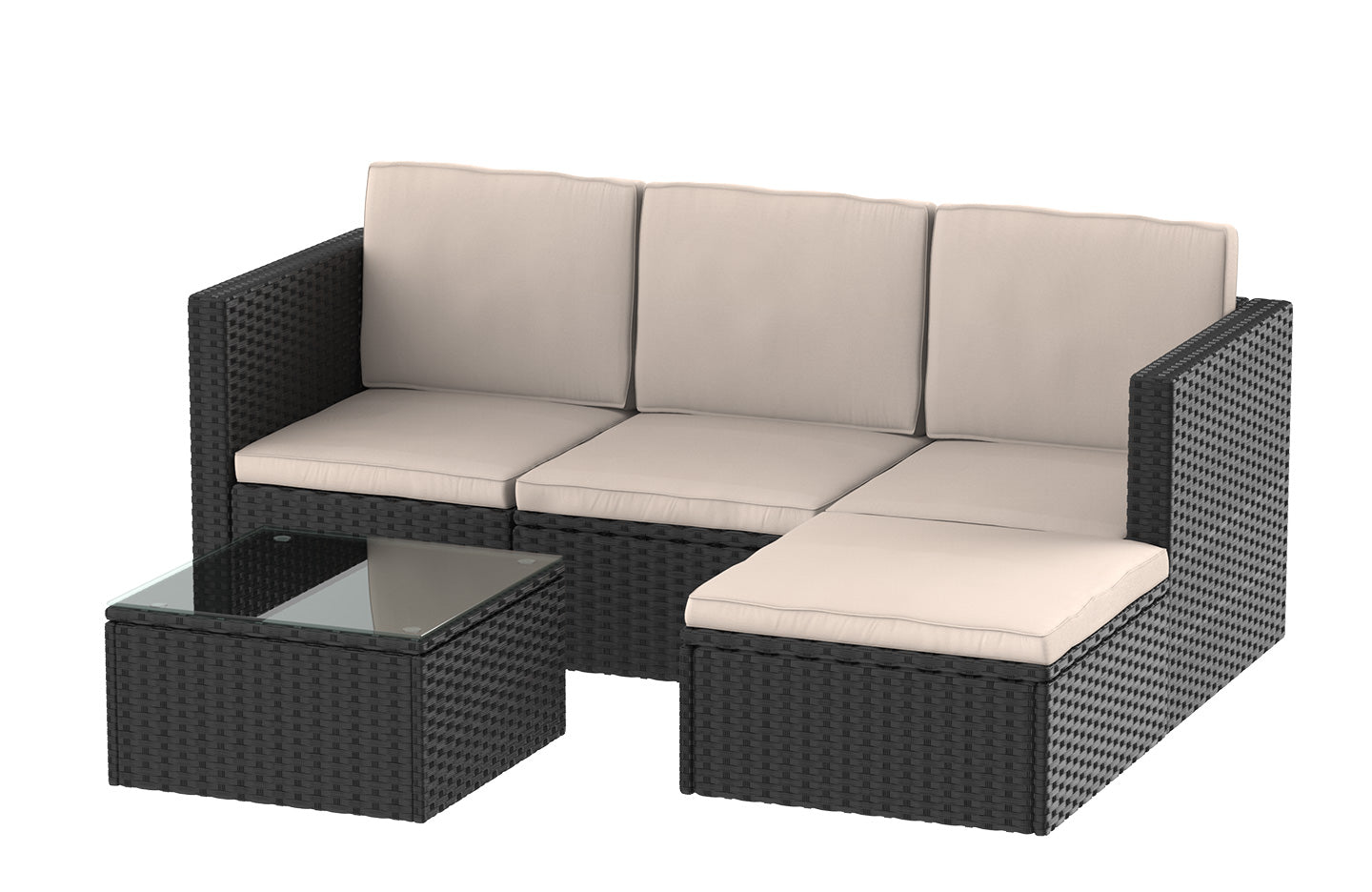 5PC Rattan Furniture Set Outdoor Sofa 4 Seats Garden Patio Furniture with Cushions Black | Compare The Build