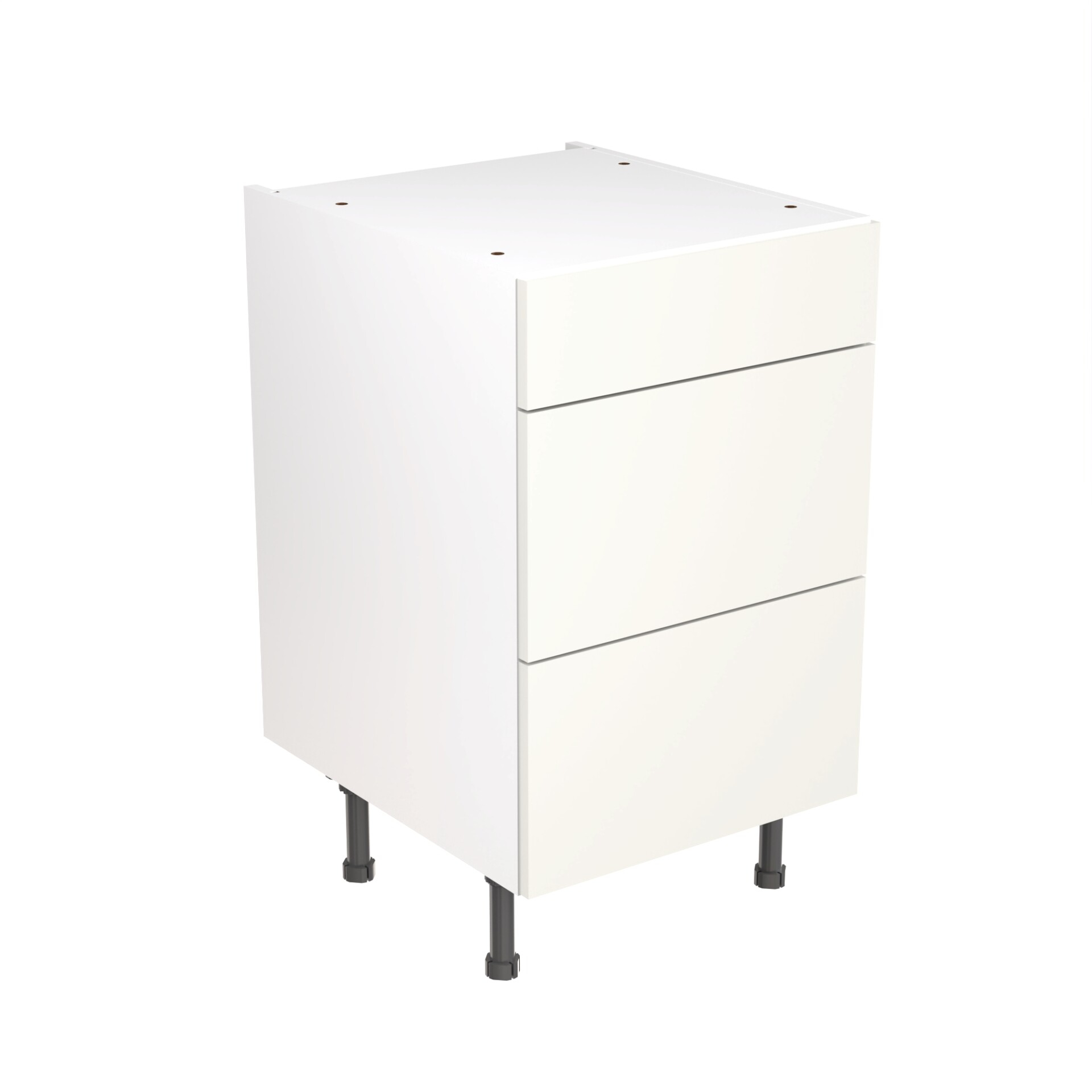 Flatpack Three Drawer Base Unit Ultra Matt White Slab 500mm - FKKF0541 | Compare The Build