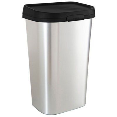 Curver Mistral Chrome Effect Plastic Rectangular Kitchen Touch Top Bin, 50L Price Comparisons | Compare The Build