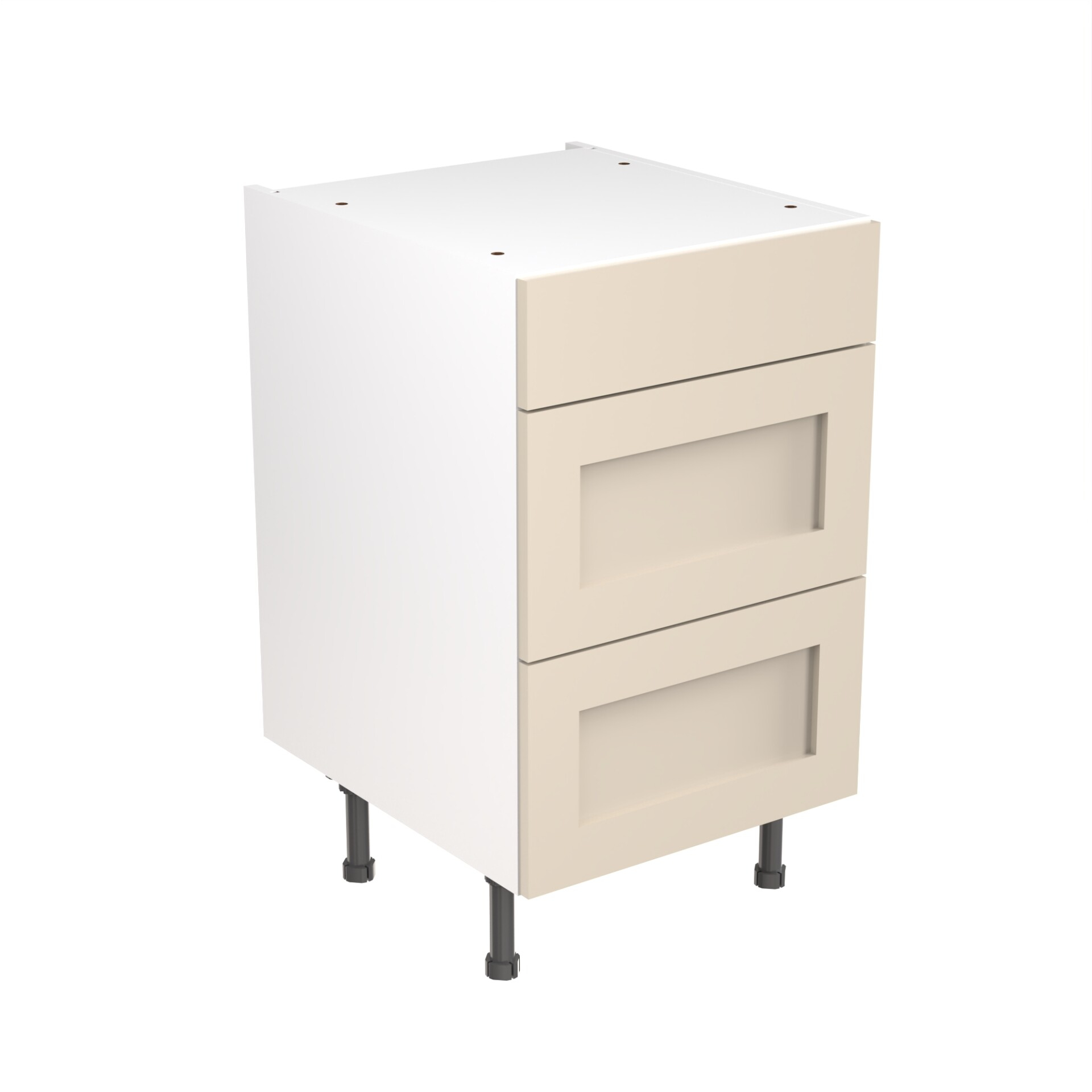 Flatpack Three Drawer Base Unit Shaker Ultra Matt Cashmere 500mm - FKKH0641 Price Comparisons | Compare The Build