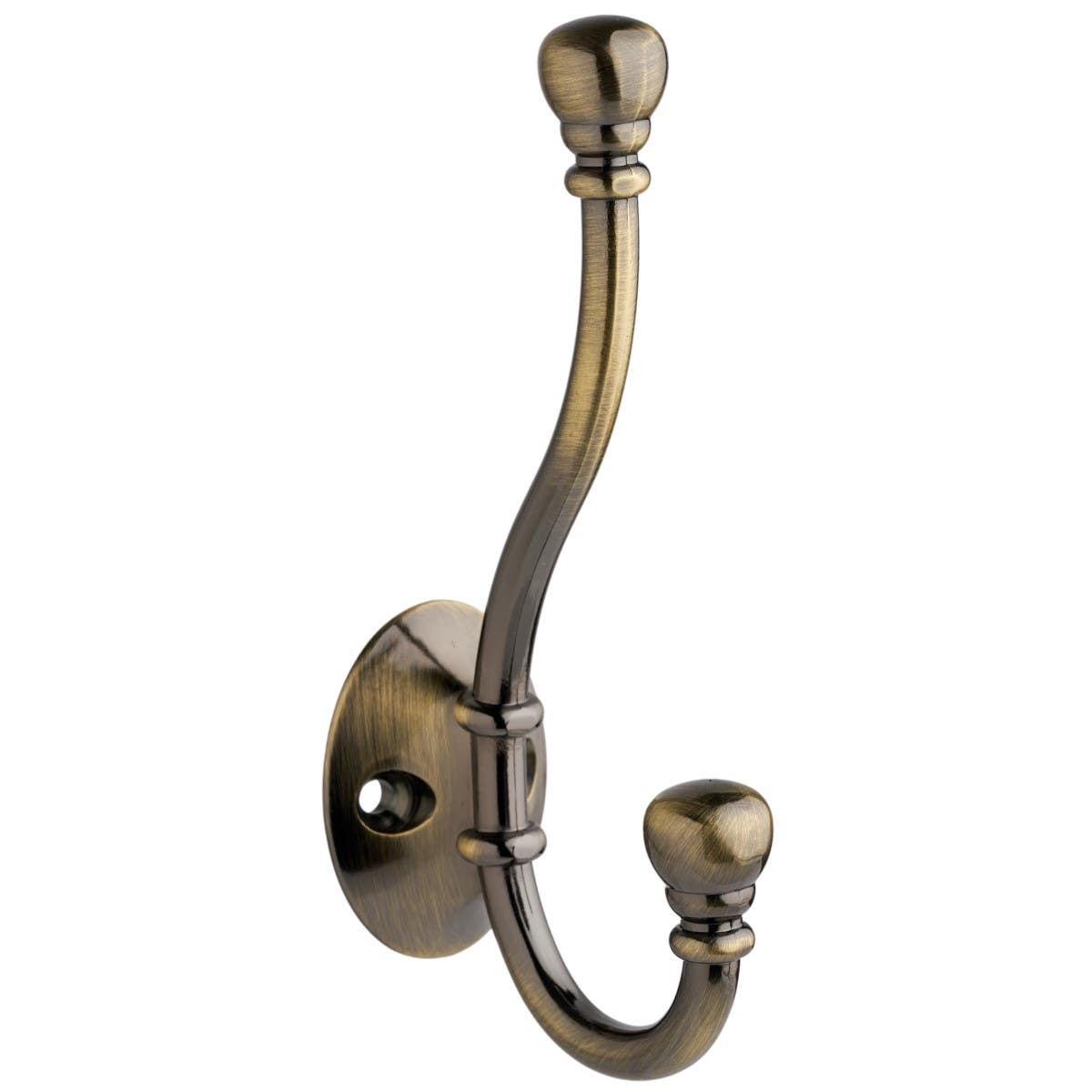 Ball End Double Prong Robe Hook - Antique Brass - Wall/Door Mountable - Decohooks Price Comparisons | Compare The Build