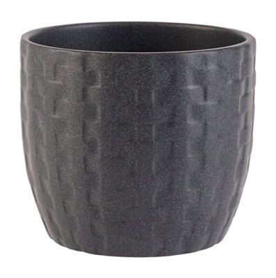 SK Glazed Brushed Black Ceramic Plant Pot (Dia)18Cm Price Comparisons | Compare The Build