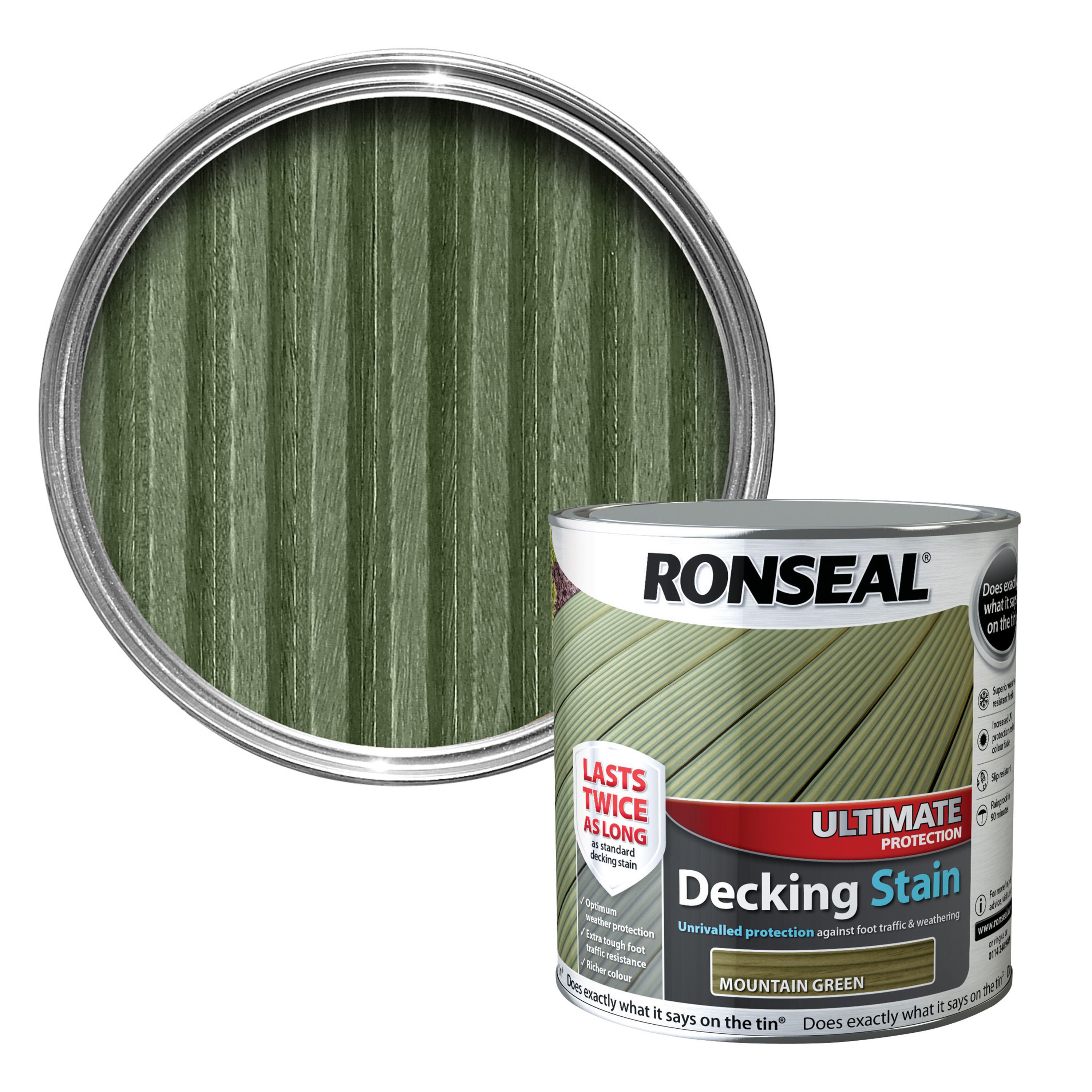 Ronseal Ultimate Mountain Green Matt Decking Wood Stain, 2.5L Price Comparisons | Compare The Build