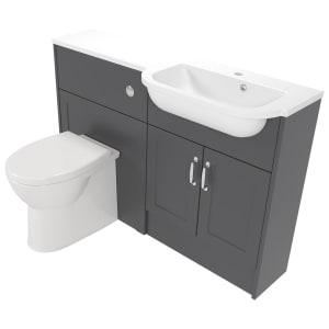 Deccado Padworth Charcoal Grey Right Hand 1200mm Slimline Fitted Vanity & Toilet Pan Unit Combination with Right Hand Basin | Compare The Build