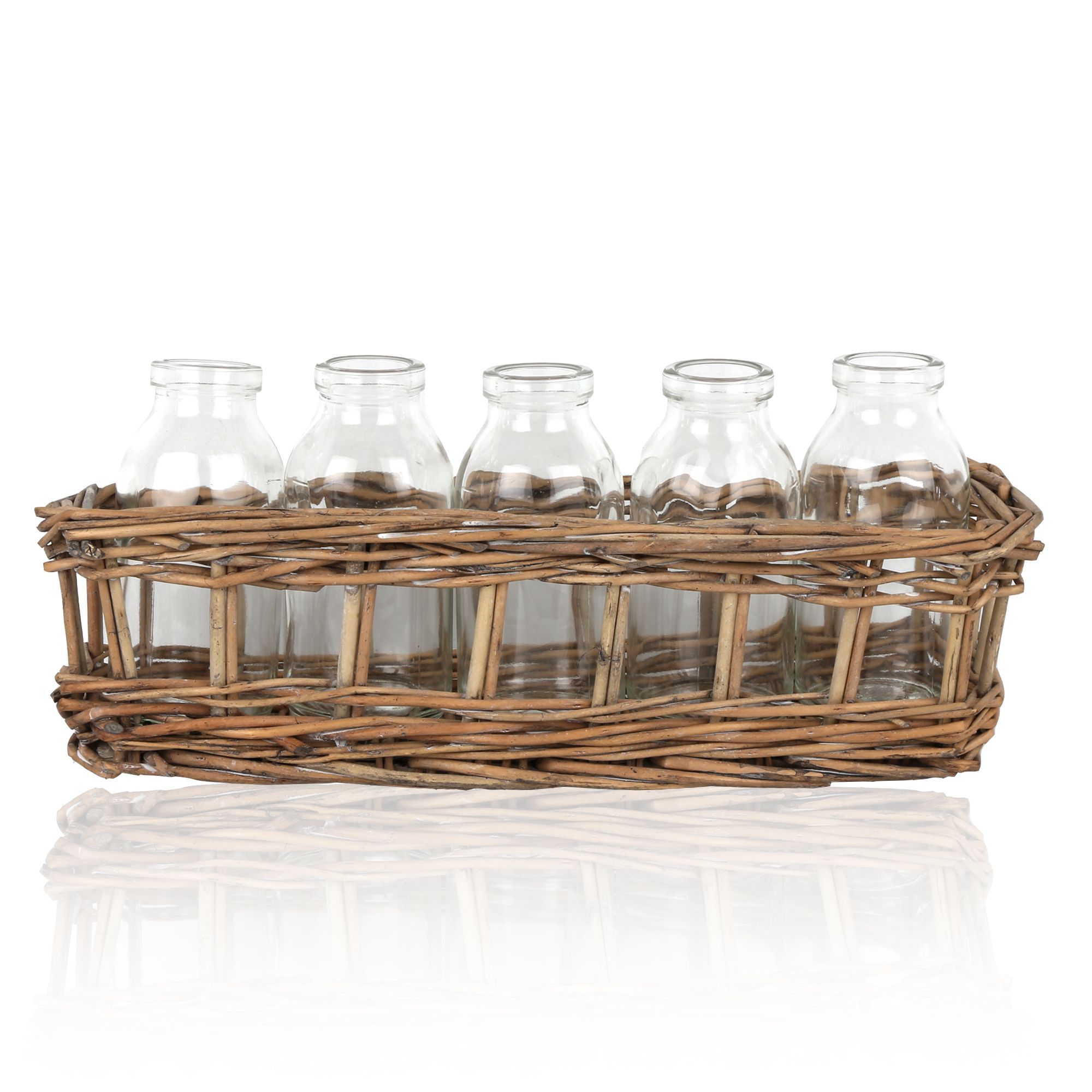 Sil Small Glass & Wicker Decorative Basket, Set Of 5, Cream Price Comparisons | Compare The Build