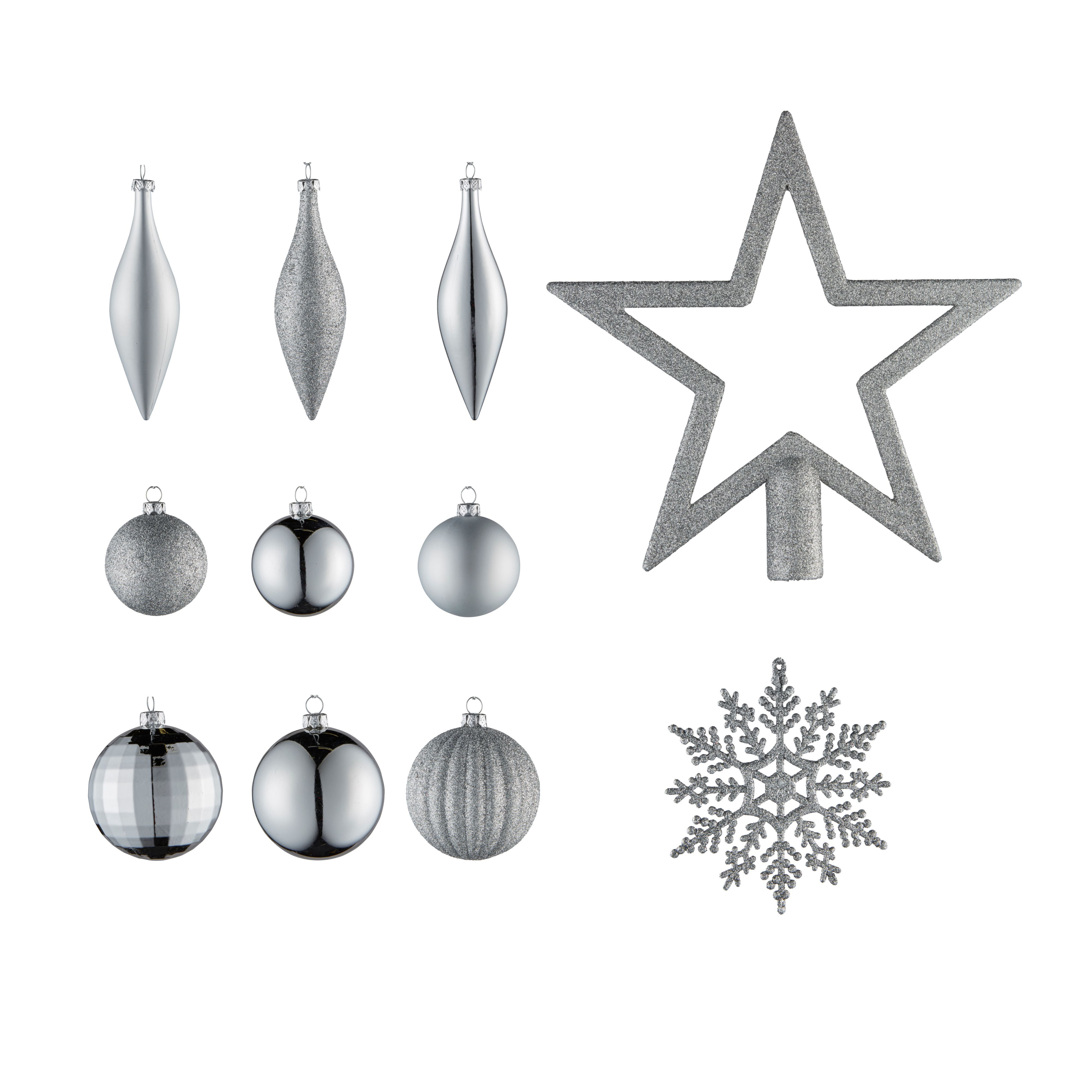 Silver Assorted Tree Decoration, Pack Of 50 Price Comparisons | Compare The Build