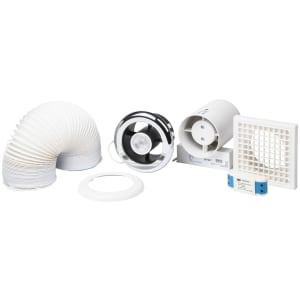 Manrose White In-Line Shower Fan Light Kit with Timer & LED - 100mm | Compare The Build