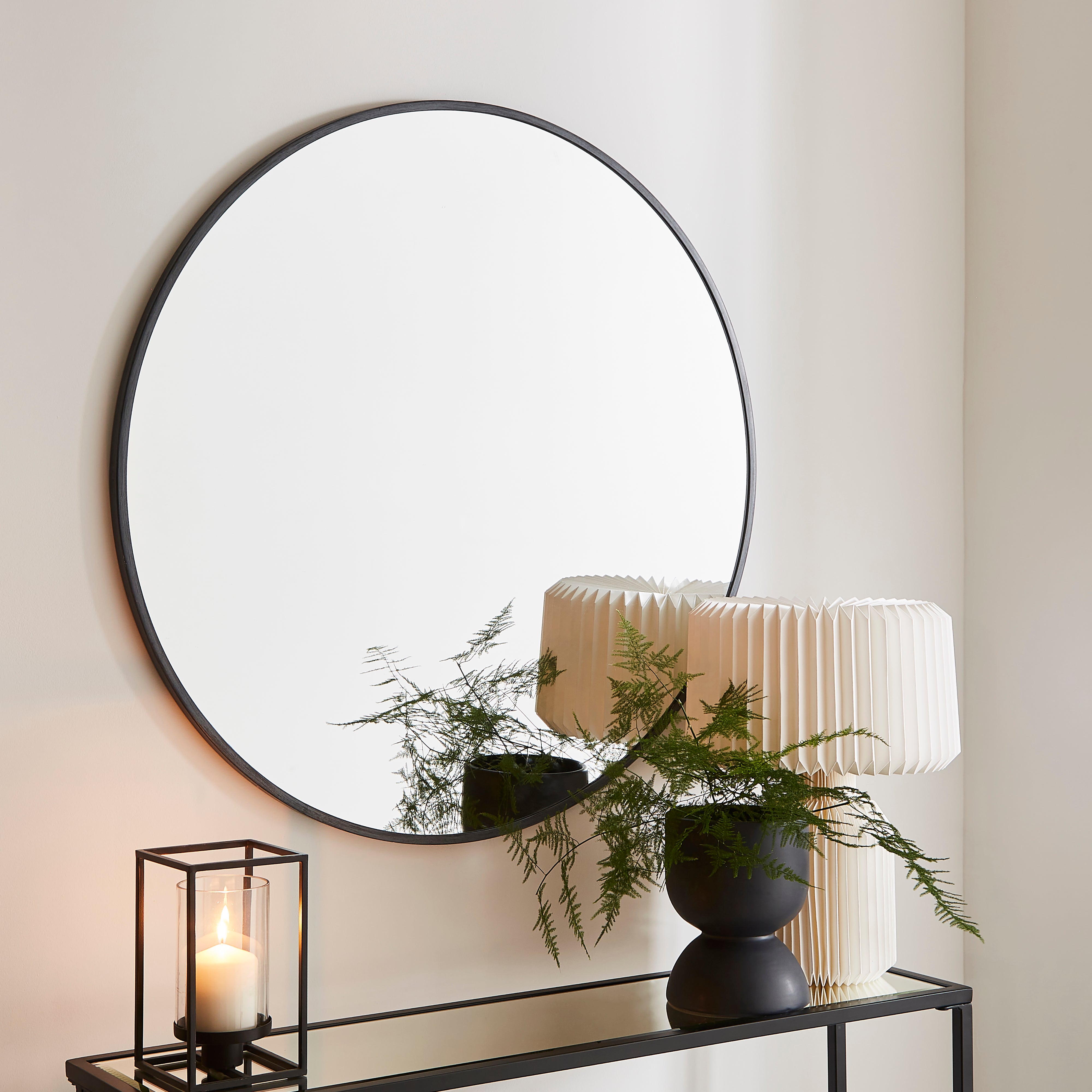 Brushed Metal Effect Round Mirror 80cm Pewter Price Comparisons | Compare The Build