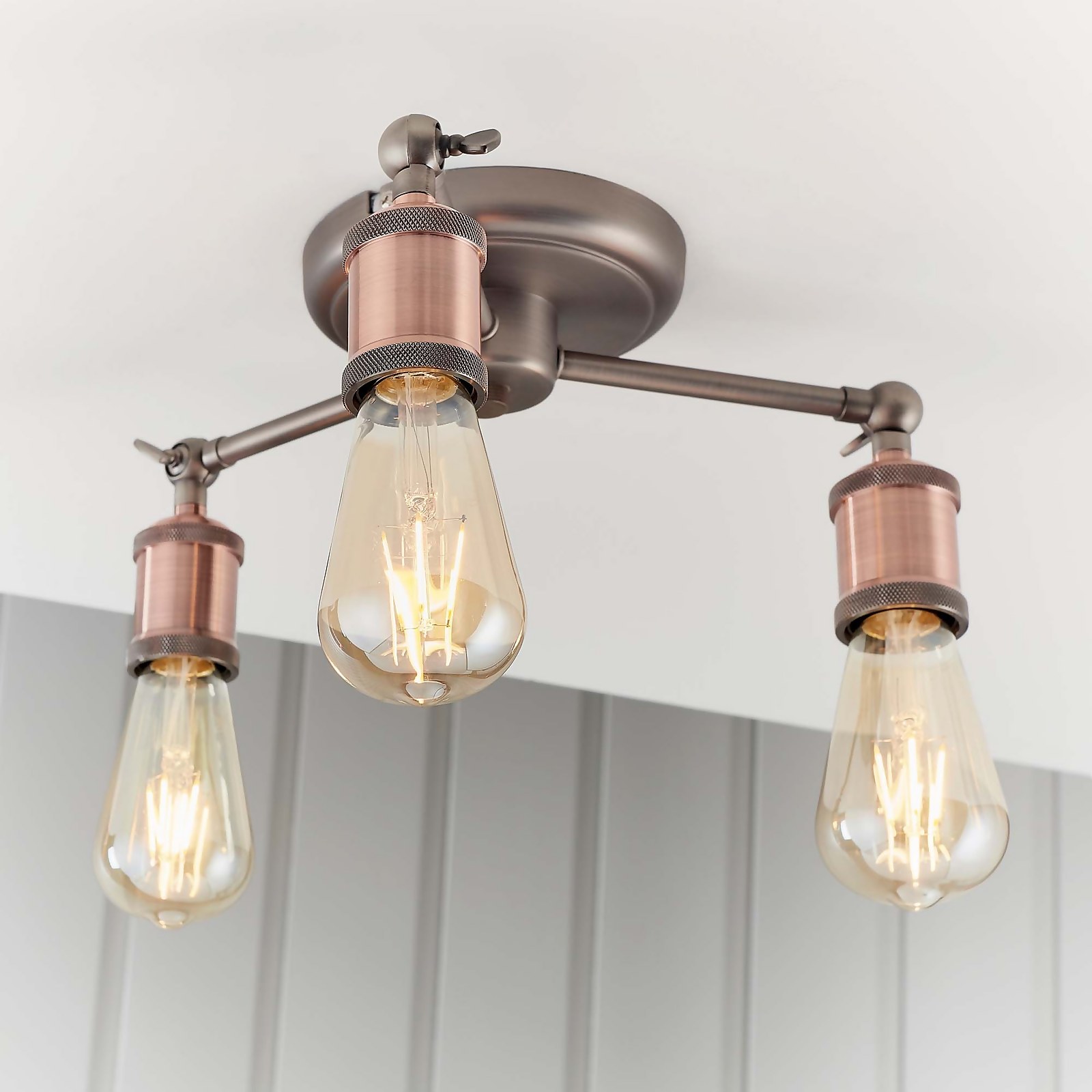 Henrik 3 Light Semi Flush Ceiling Light - Pewter Price Comparisons | Compare The Build