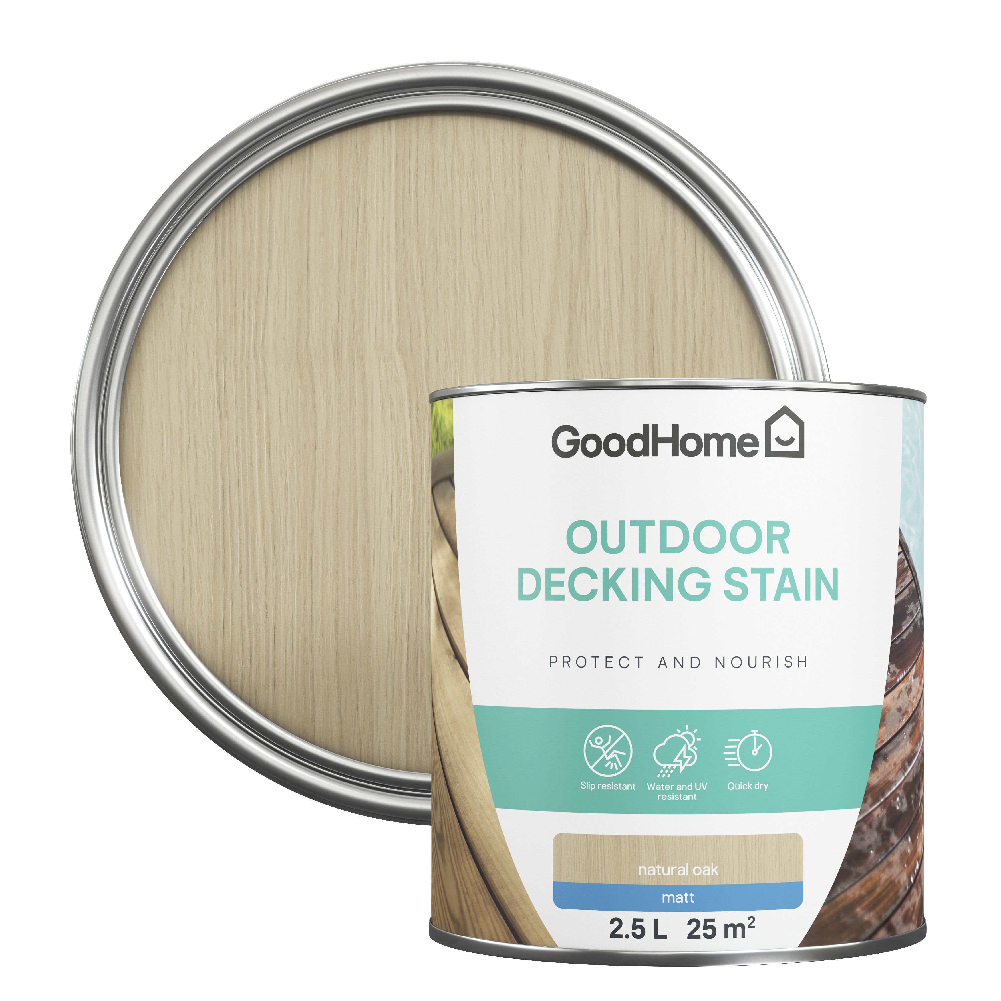 GoodHome Natural Oak Matt Quick Dry Decking Wood Stain, 2.5L Price Comparisons | Compare The Build