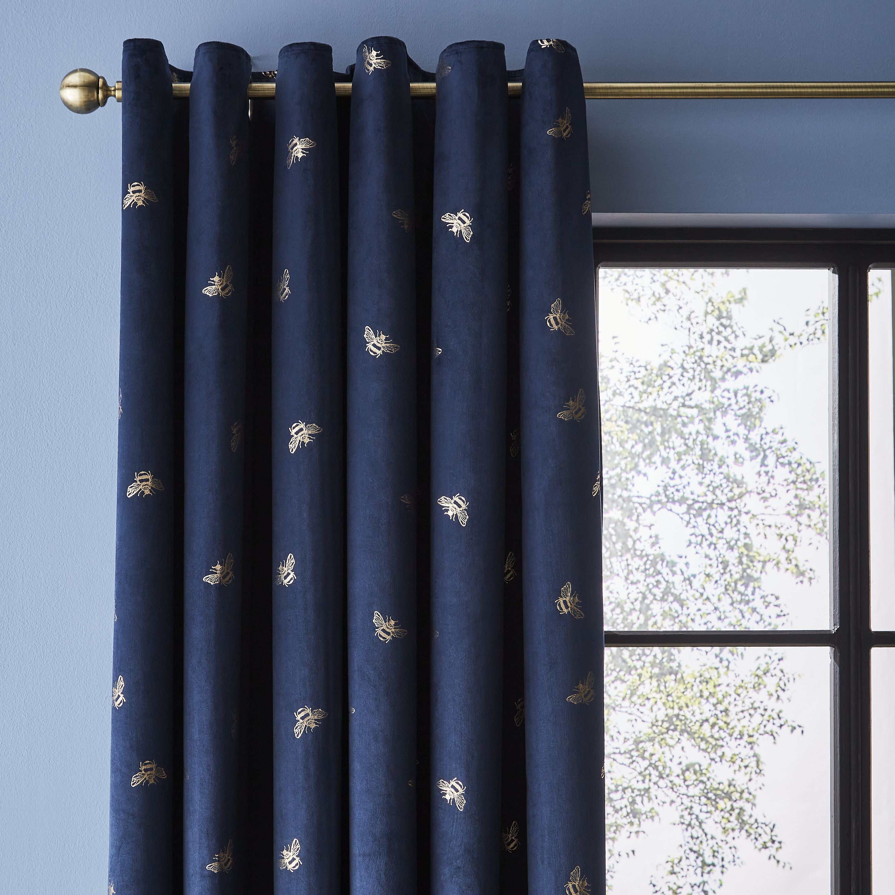 Golden Bee Navy Eyelet Curtains Navy Blue/Gold Price Comparisons | Compare The Build