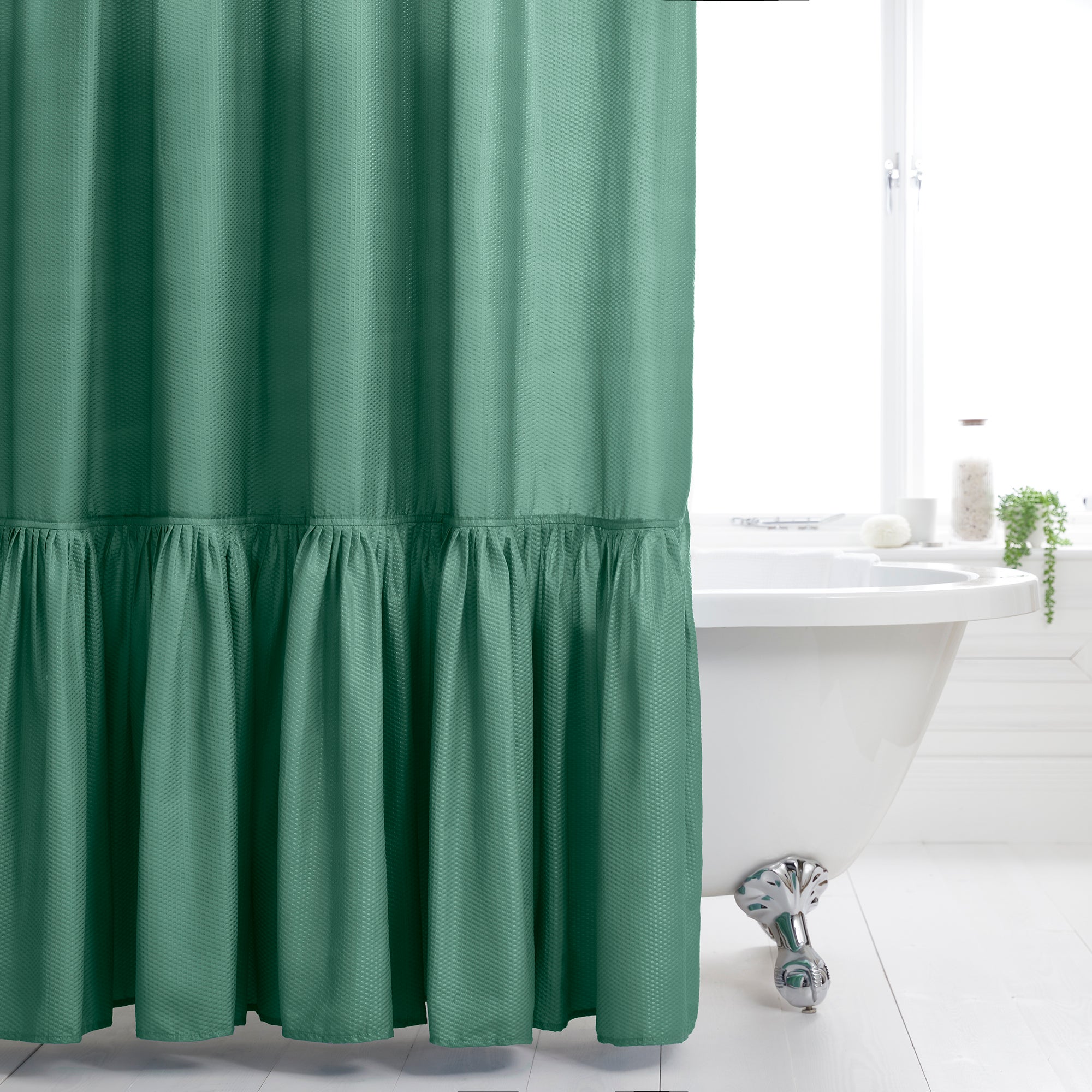 Heart and Soul Frill Long Shower Curtain Chive Price Comparisons | Compare The Build