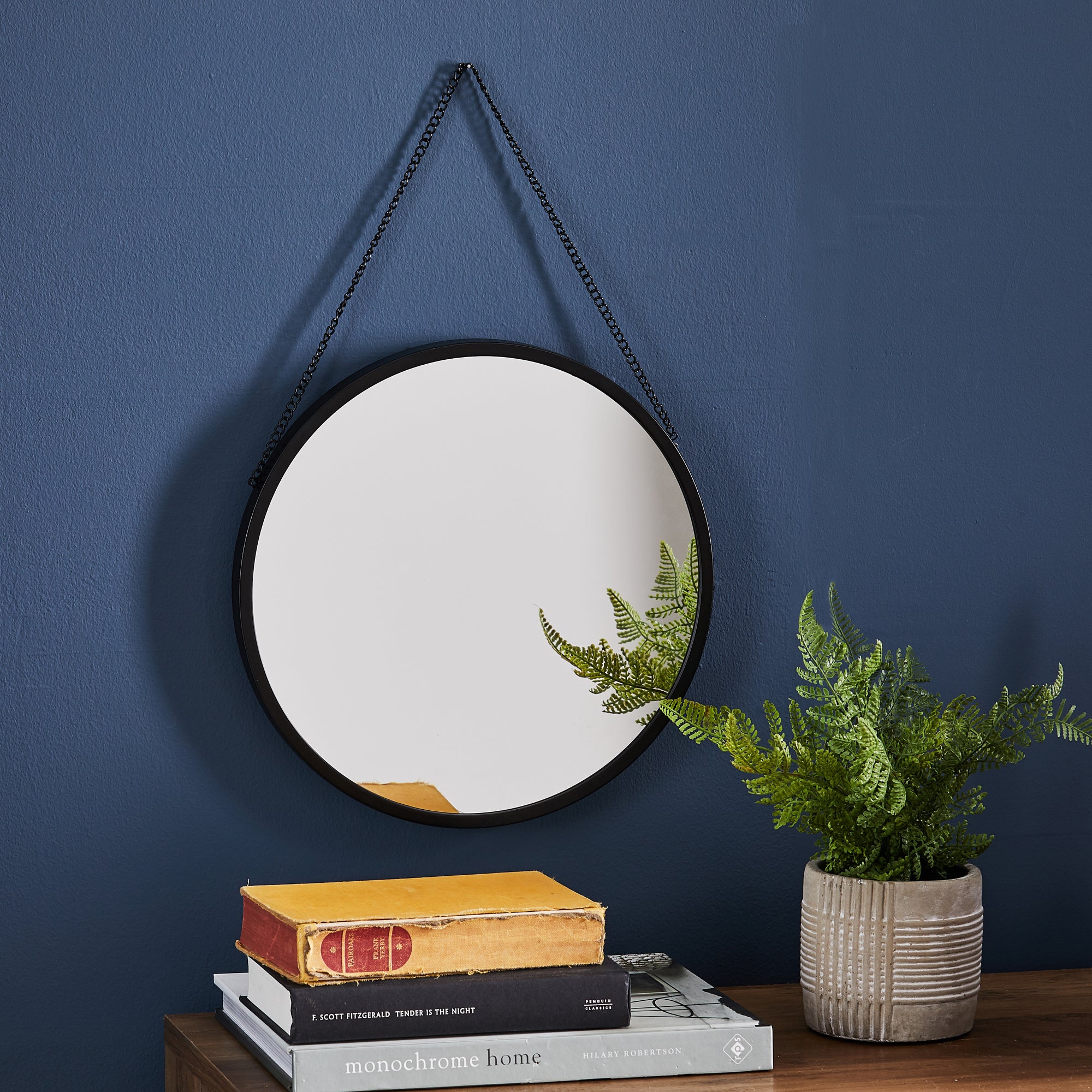 Round Hanging Chain Wall Mirror, Black 31cm Black Price Comparisons | Compare The Build