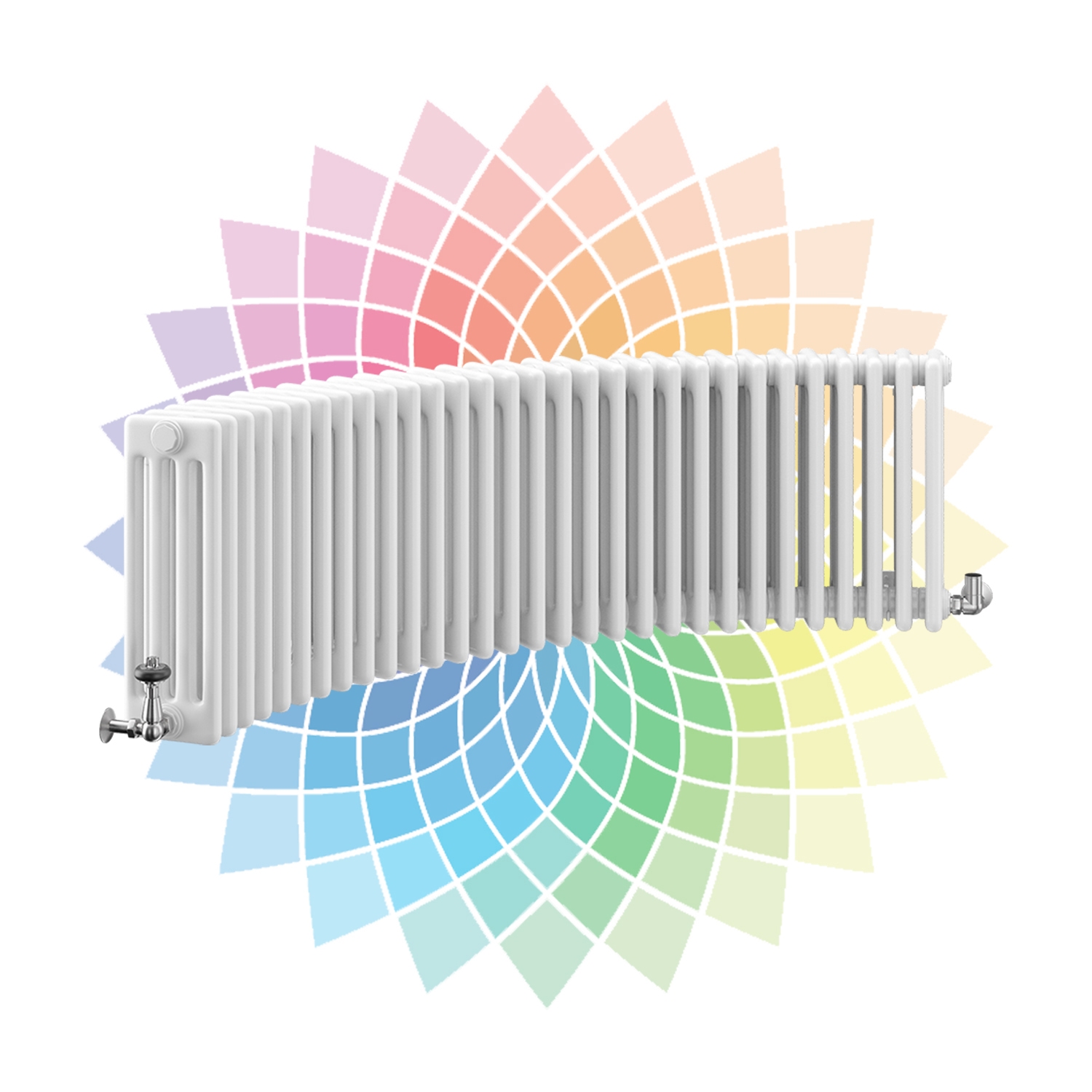 Nordic 4 Column Curved Horizontal Radiator, Custom Colour, 300mm x 1734mm | Compare The Build