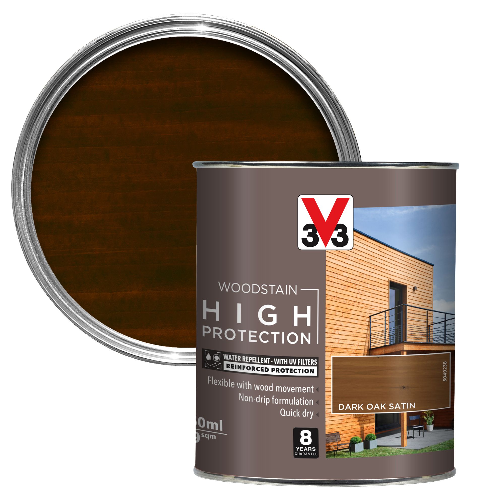 V33 High Protection Dark Oak Mid Sheen Wood Stain, 750Ml | Compare The Build