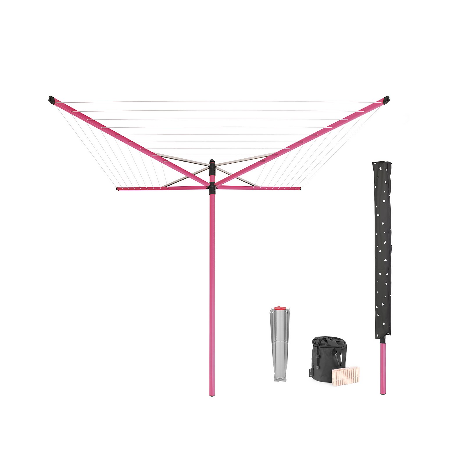 Brabantia Lift-O-Matic 50m Rotary Dryer with Ground Spike & Accessories - Spring Pink Price Comparisons | Compare The Build