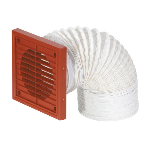 Airflow Flexible Ducting Wall Kit100 mm with Terracotta Grill 3 meter - 72643601 Price Comparisons | Compare The Build