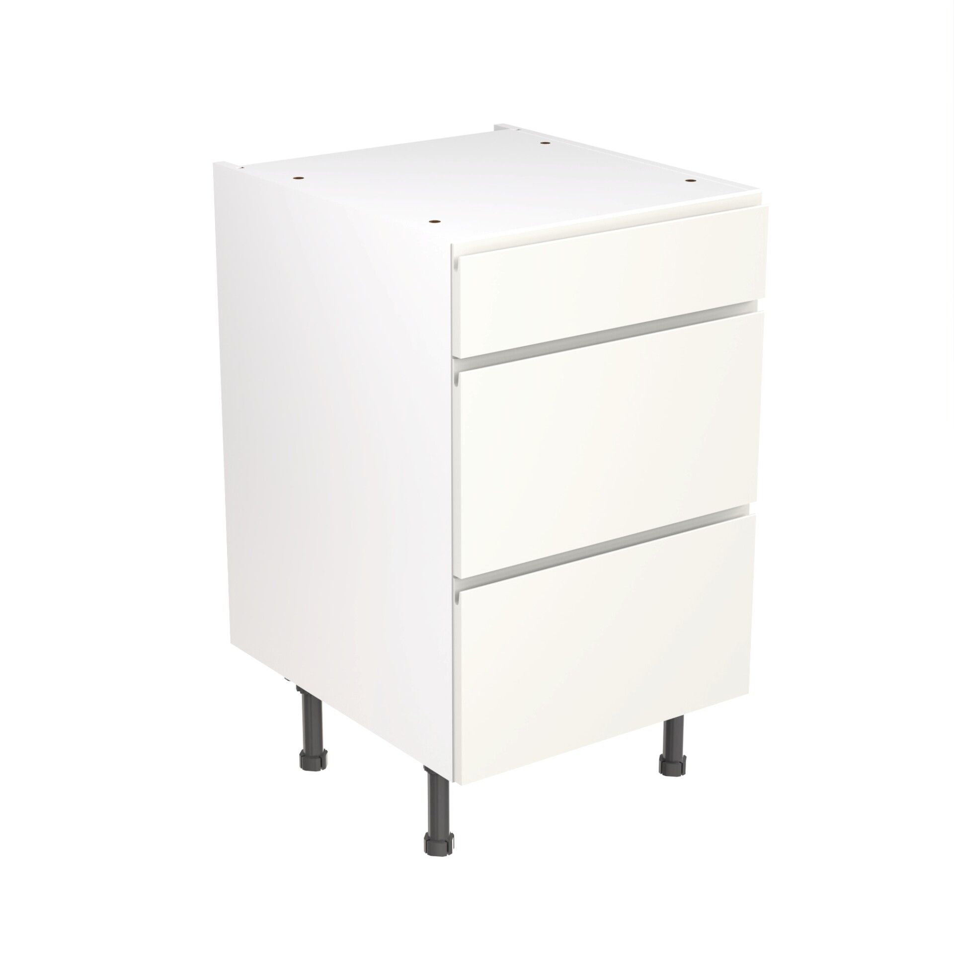 Flatpack Three Drawer Base Unit J-pull Super Gloss White 500mm - FKKJ0041 | Compare The Build