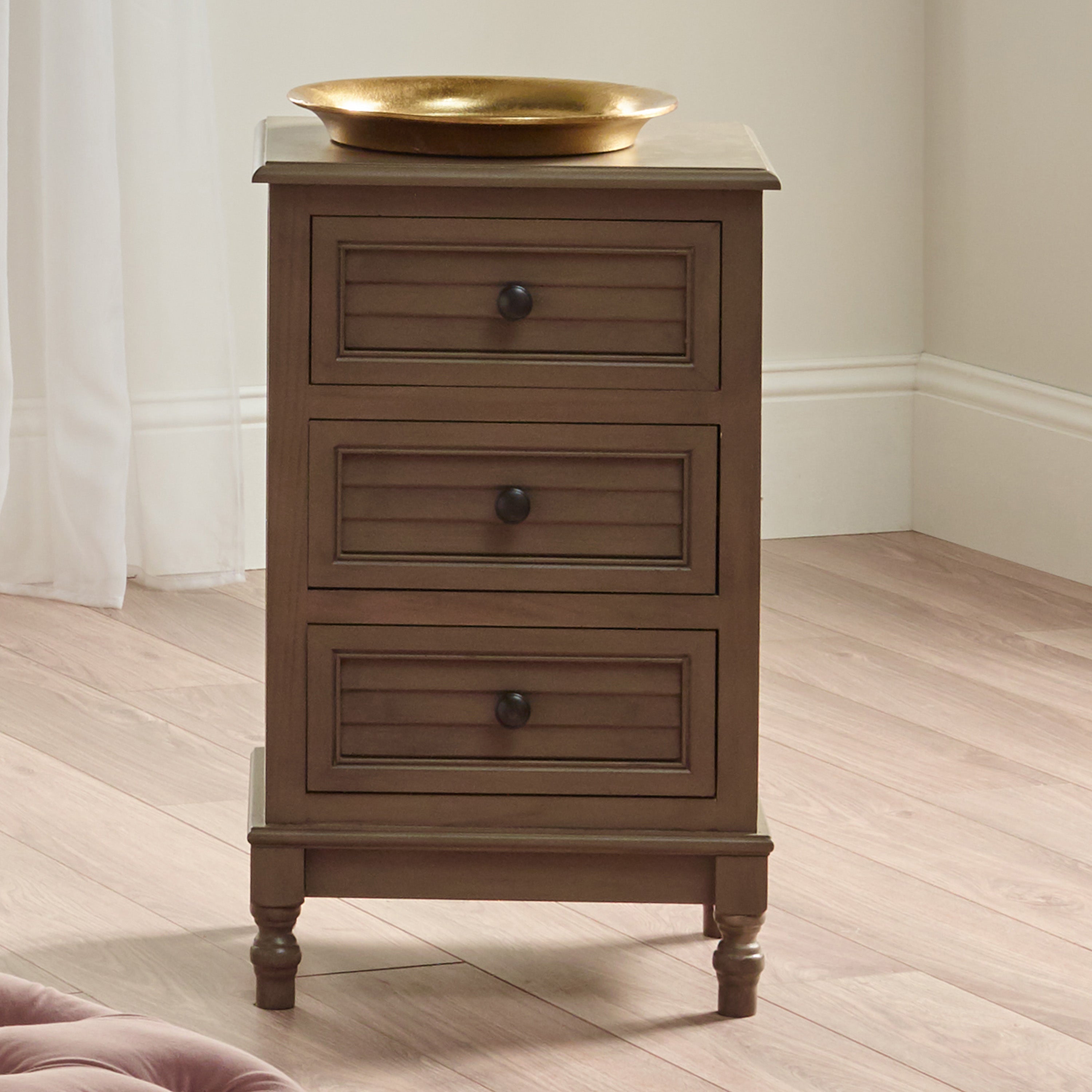 Pacific Ashwell 3 Drawer Bedside Table, Taupe Pine Taupe Price Comparisons | Compare The Build