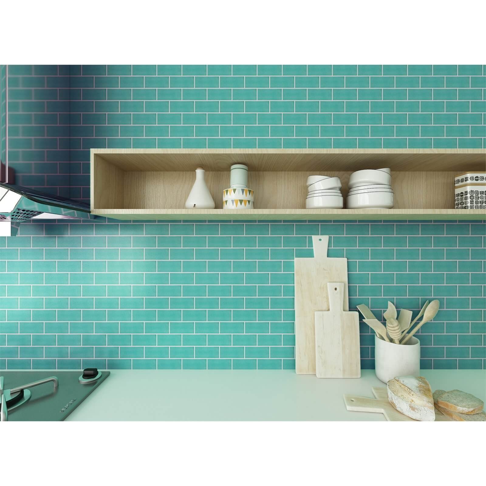 HoM Teal Crackle Midi Metro Mosaic Tile - 295 x 288mm Price Comparisons | Compare The Build