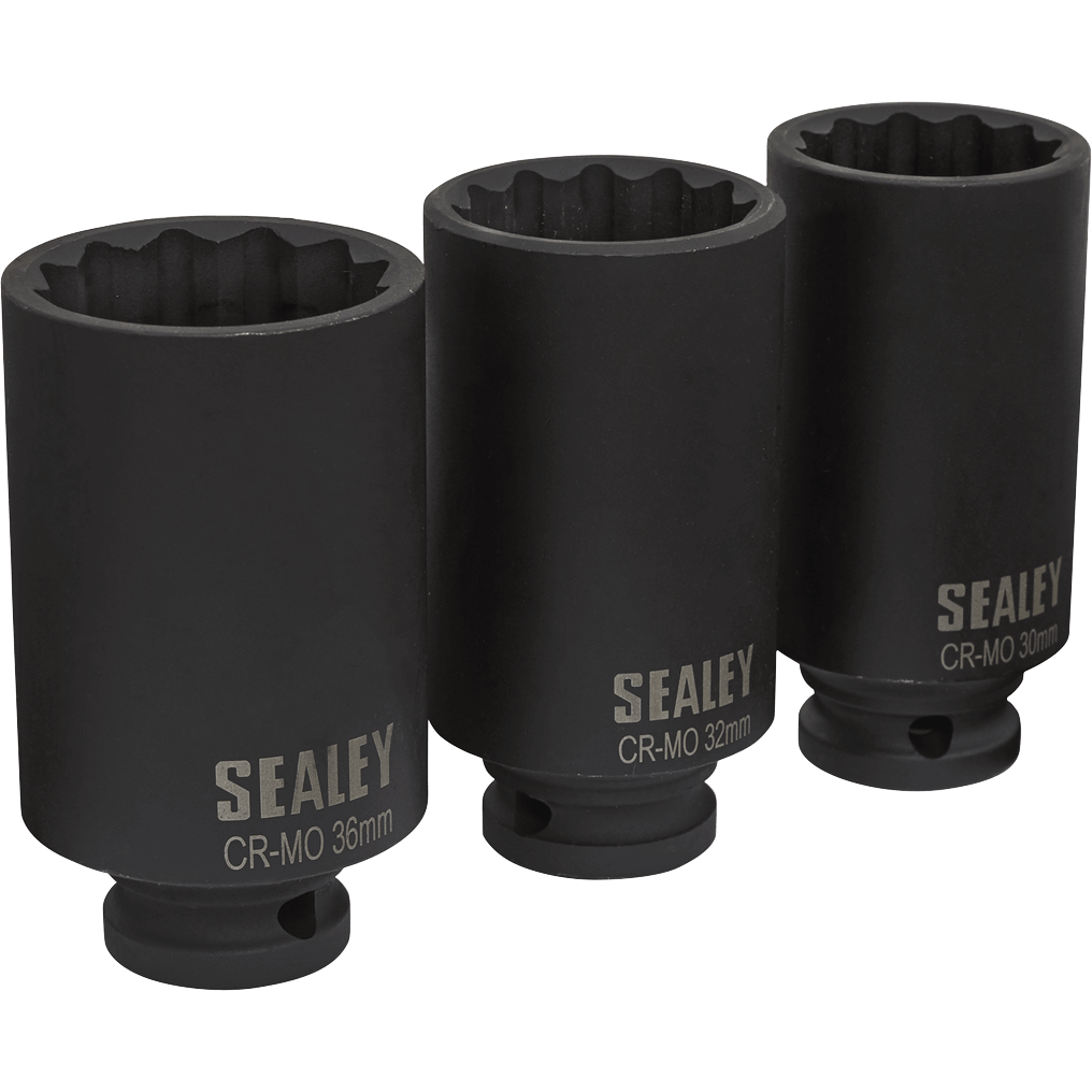 Sealey 3 Piece 1/2" Drive Bi Hexagon Hub Nut Impact Socket Set 1/2" | Compare The Build