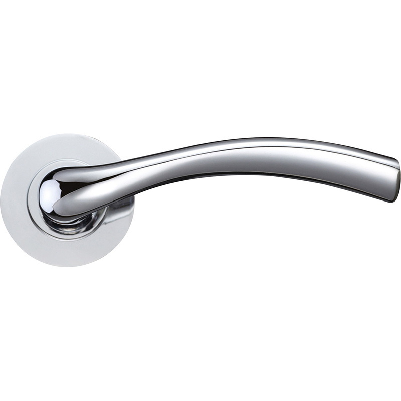 Stanza Siena Lever on Rose Door Handles Polished (Pair) in Chrome | Compare The Build