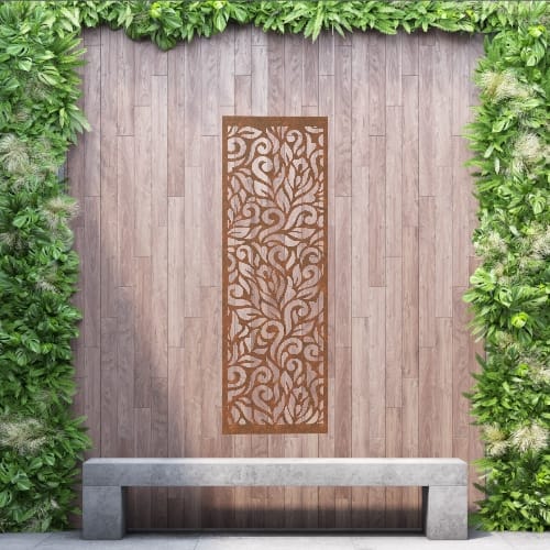 Steel Privacy Screen Botanical - Wall Mounted - 1800mm x 600mm Steel Corten Price Comparisons | Compare The Build