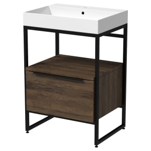 Wickes Rimini Grey Oak Black Frame Freestanding Vanity Unit & Basin - 850 x 600mm Price Comparisons | Compare The Build