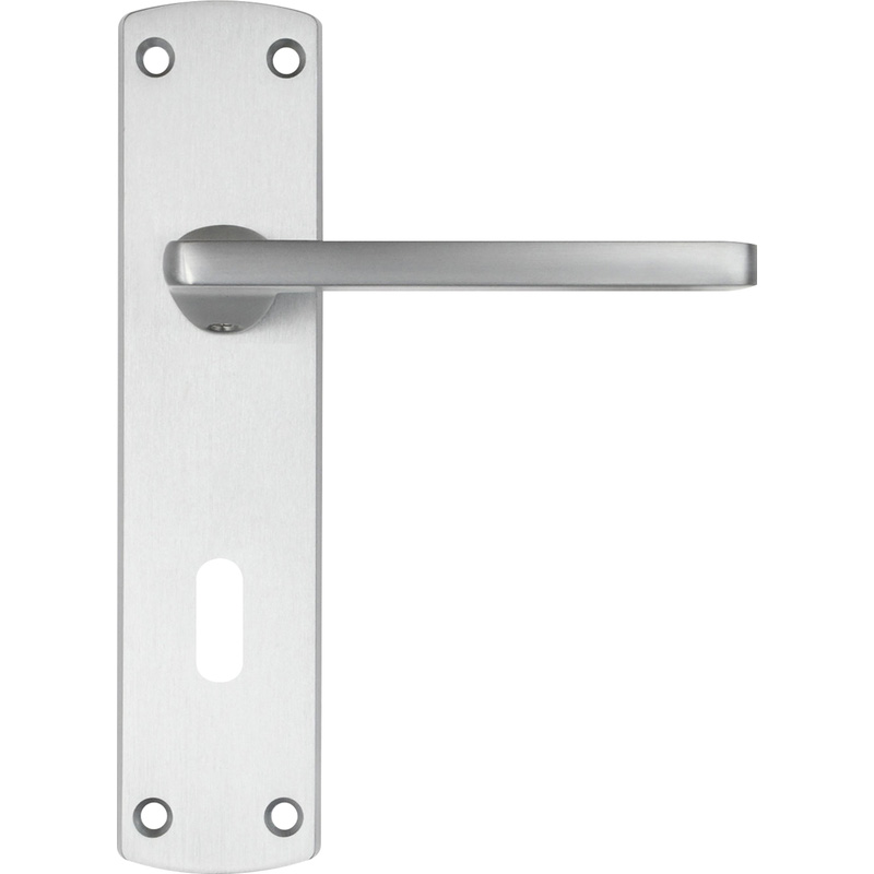 Stanza Leon Door Handles Satin Lock (Pair) in Silver Plastic | Compare The Build