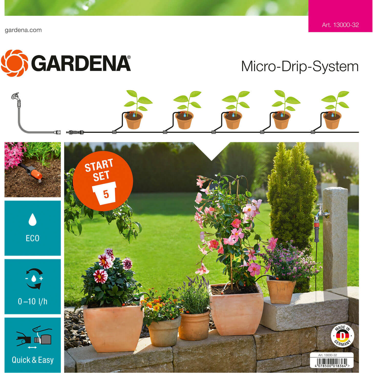 Gardena MICRO DRIP 5 Pot Terrace and Balcony Water Irrigation Starter Set Price Comparisons | Compare The Build