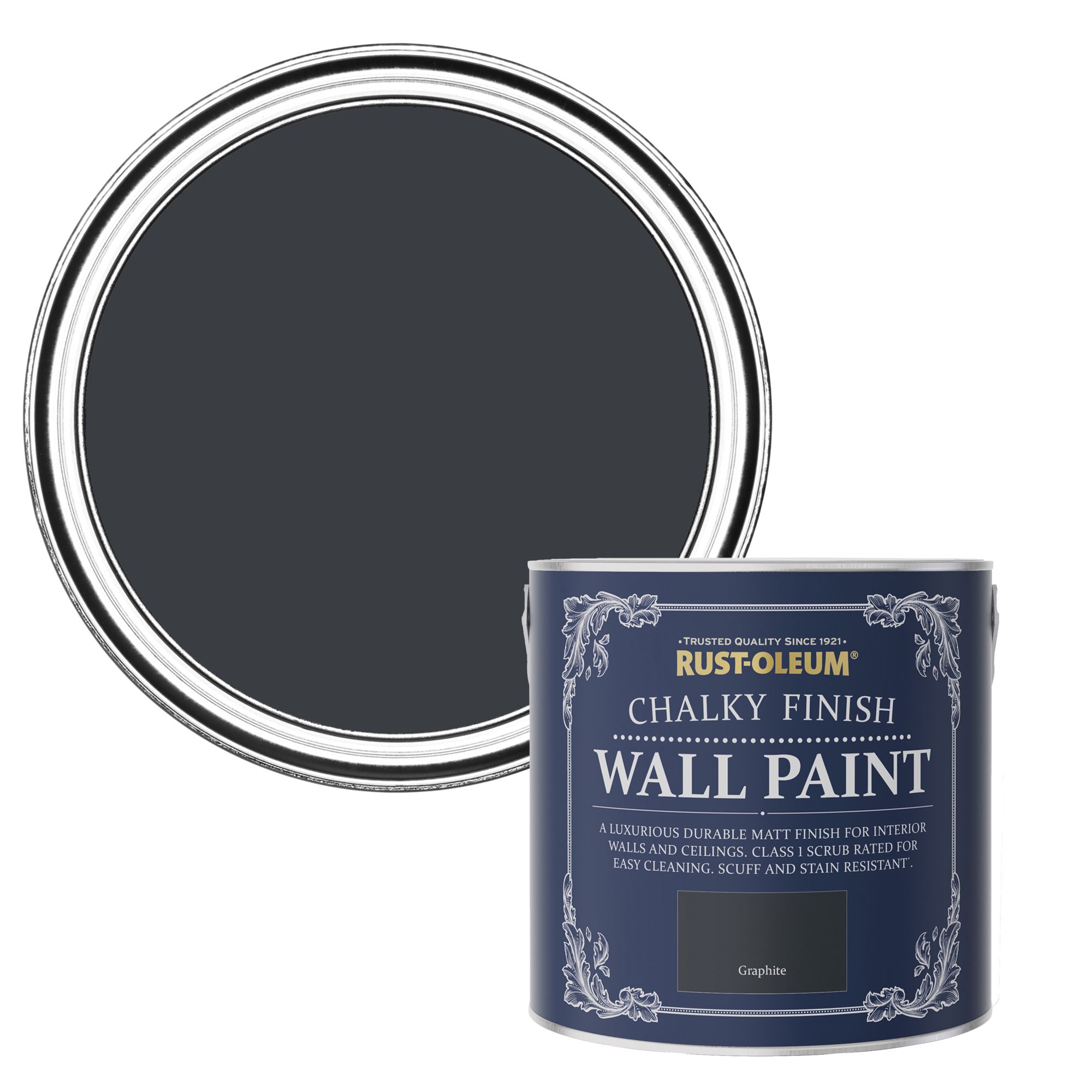 Rust-Oleum Chalky Finish Wall Graphite Flat matt Emulsion paint, 2.5L Price Comparisons | Compare The Build