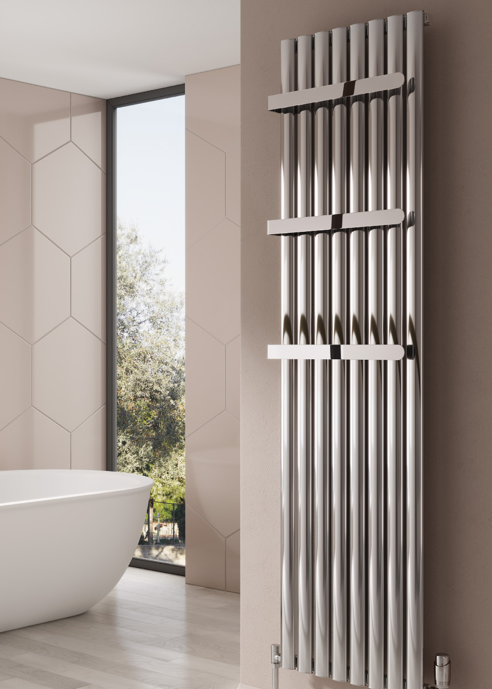 Reina Neval Vertical Aluminium Designer Radiator, Polished, 1800mm x 404mm | Compare The Build