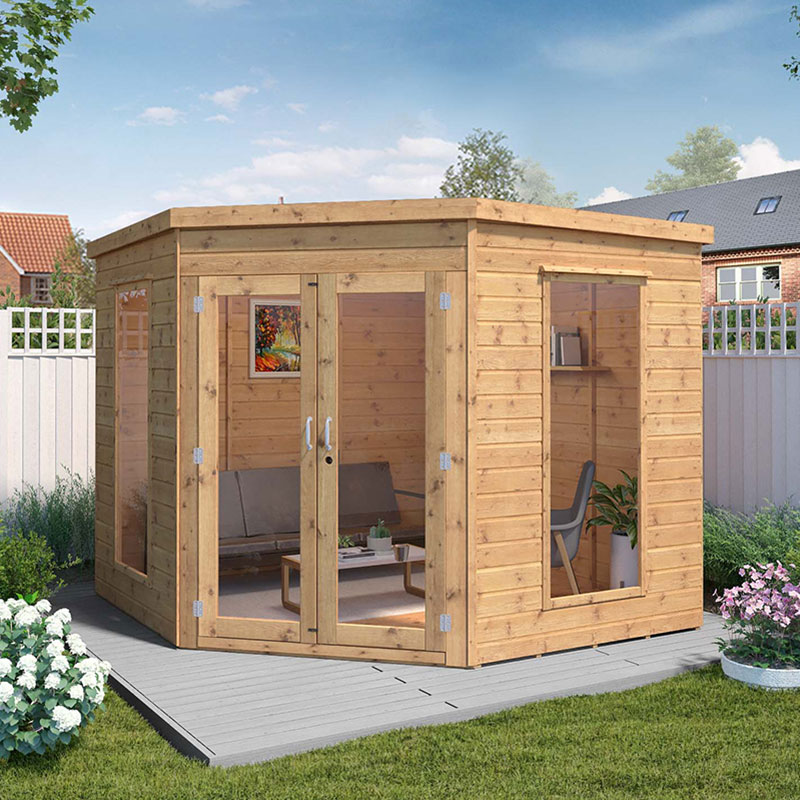 8x8 Mercia Premier Corner Wooden Summerhouse Price Comparisons | Compare The Build