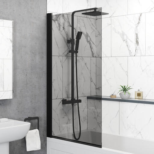 Luxura Square Bath Screen 800mm - Black Glass 6mm Price Comparisons | Compare The Build