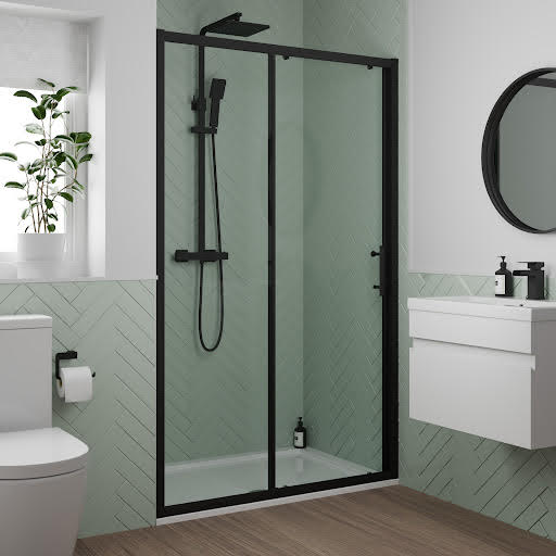 Luxura Sliding Shower Door 1400mm - 6mm Black Price Comparisons | Compare The Build