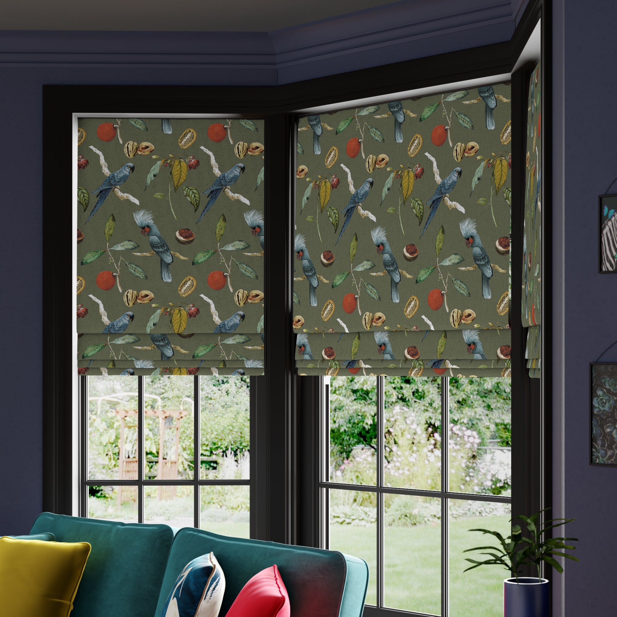 Maximalist Cockatoo Made to Measure Roman Blind Cockatoo Olive Price Comparisons | Compare The Build